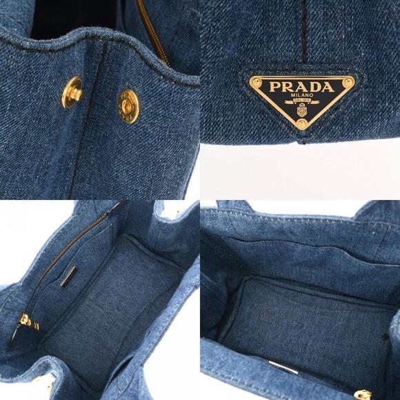 PRADA Prada Canapa Tote Blue 1BG439 Women's Denim Handbag - Picture 11 of 13
